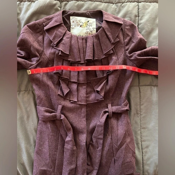 Tabitha Anthropologie foliage finder wool jacket coat ruffle size 0 - Picture 9 of 11